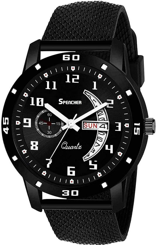 Stay on time and on trend with SWM Men's Analog Watch - Full Black Silicone Strap