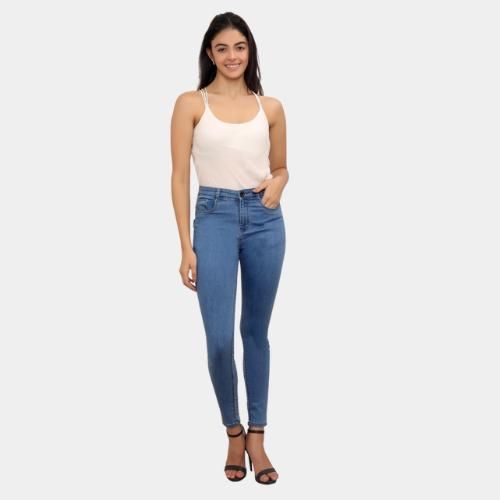 Attire Lab Women's Solid High Waist Skinny Jeans - Blue | Denim Jeans