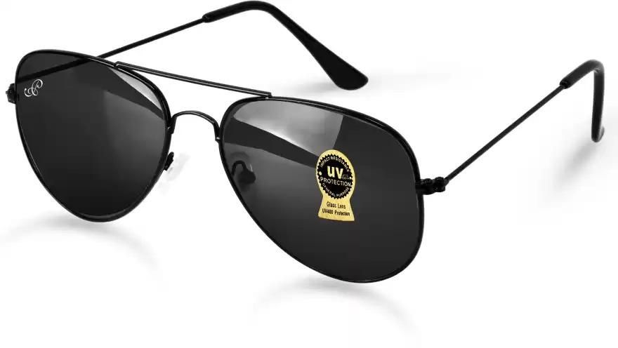 PIRASO UV Protection Aviator Sunglasses - Black | Unisex Stylish Eyewear