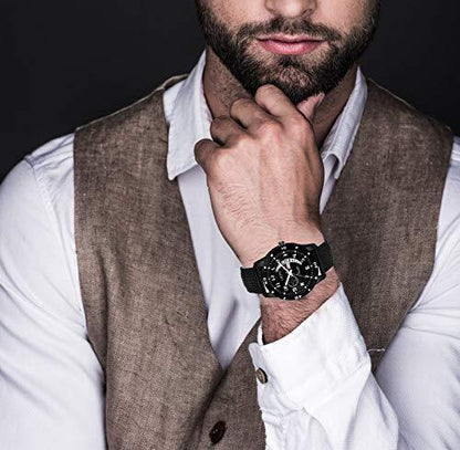 Stay on time and on trend with SWM Men's Analog Watch - Full Black Silicone Strap