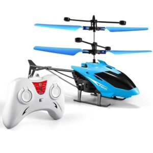 Remote Control Helicopter Toy – 2CH, 2.4GHz, LED Light, One-Key Take-Off/Landing, Safe for Kids, Children, and Adults – Blue