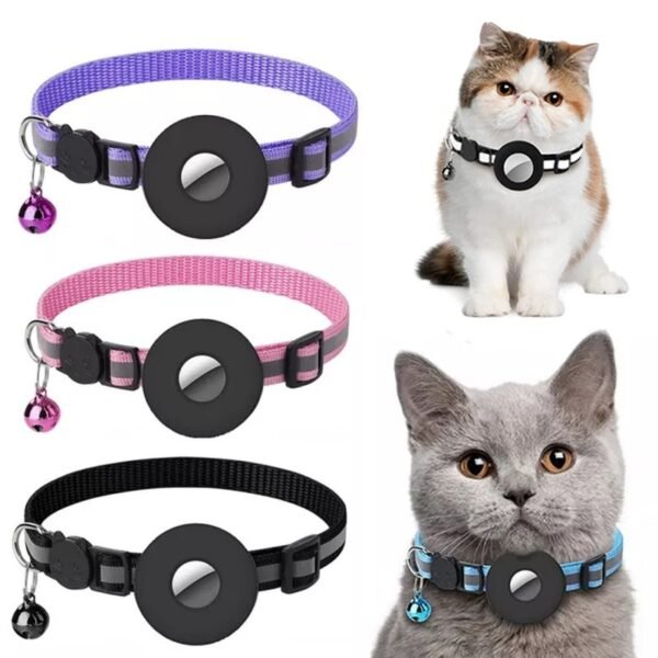 Reflective Nylon Waterproof Collar Holder Case for AirTag | Protective Cover for Cat, Dog, Kitten & Puppy (AirTag Not Included)